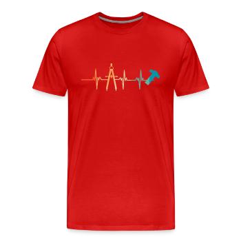 Battement de cœur Architecte - T-shirt bio Premium Homme - rouge - Devant - Damien (186cm)