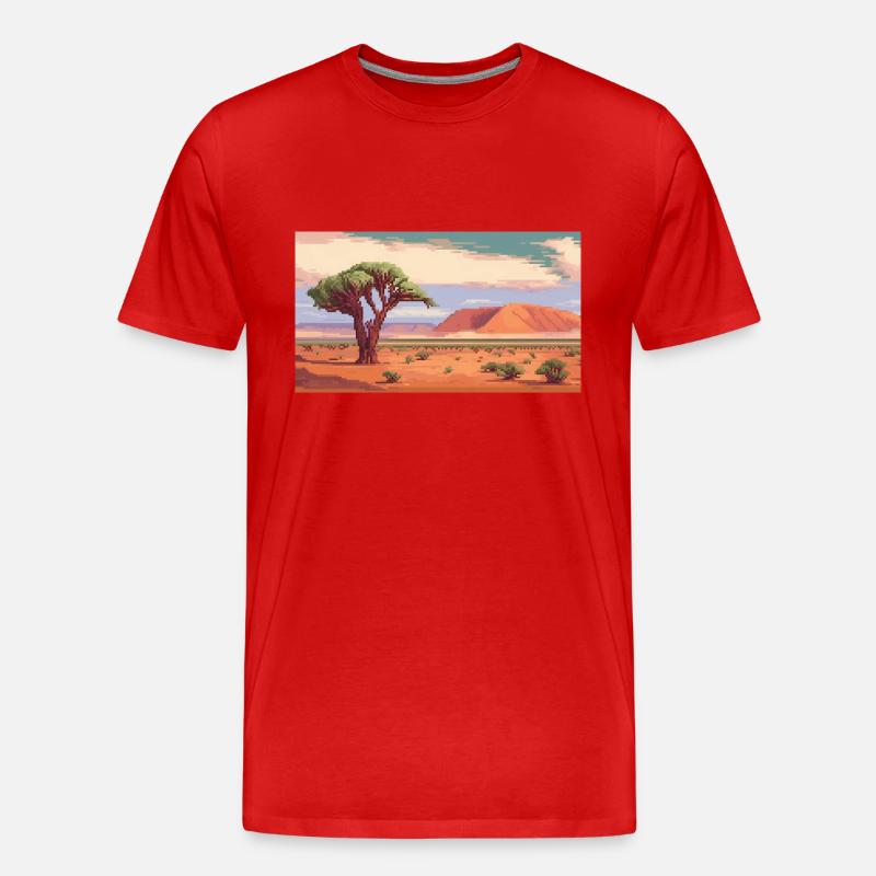 Sossusvlei, Namibia - Pixel Art - Männer Premium Bio T-Shirt - Rot