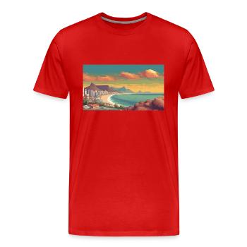 Cape Town, South Africa - Pixel Art - Men's Premium Organic T-Shirt - red - Front - Damien (186cm)