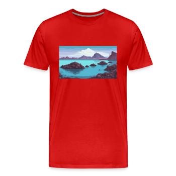 Blue Lagoon, Islande - Pixel Art - T-shirt bio Premium Homme - rouge - Devant - Damien (186cm)