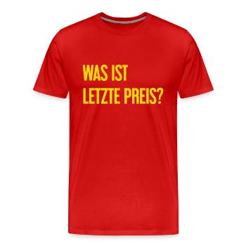 What is last price? - Men's Premium Organic T-Shirt - red - Front - Damien (186cm)
