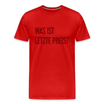 What is last price? - Men's Premium Organic T-Shirt - red - Front - Damien (186cm)