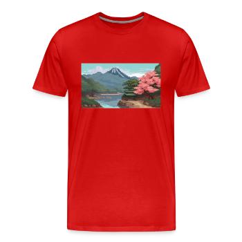 Miho No, Matsubara, Japan - Pixel Art - Männer Premium Bio T-Shirt - Rot - Vorne - Damien (186cm)