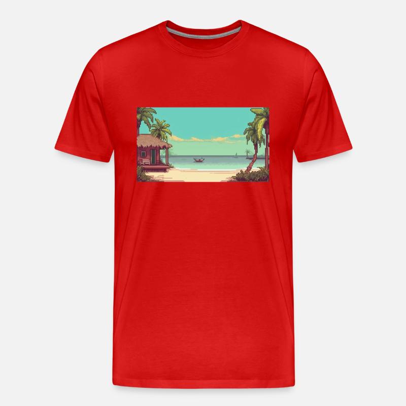 Isla Holbox, Mexiko - Pixel Art - Männer Premium Bio T-Shirt - Rot