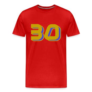 30. 30 YEARS. 30th ANNIVERSARY. 30 YEARS ANNIVERSARY. - Men's Premium Organic T-Shirt - red - Front - Damien (186cm)