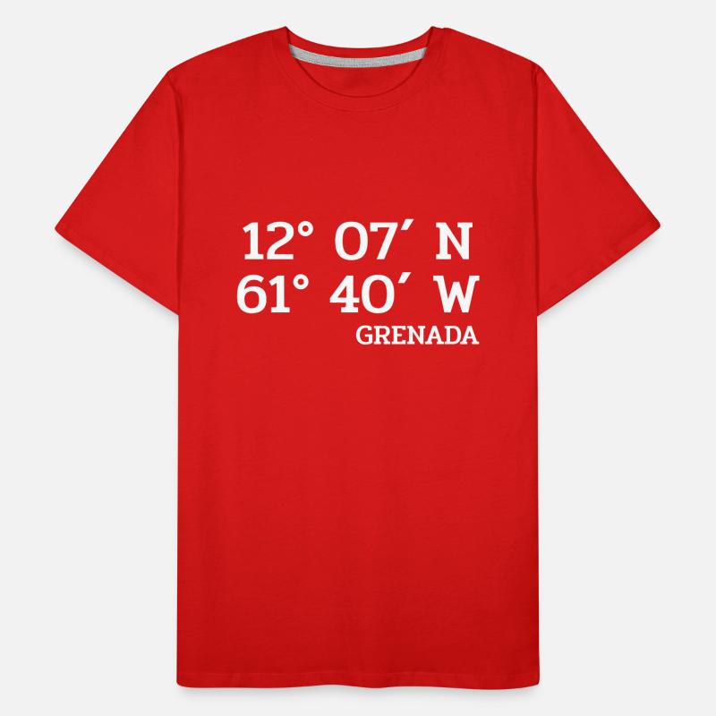 Grenada Coordinates - Coordinates - Caribbean Men's Premium Organic T-Shirt