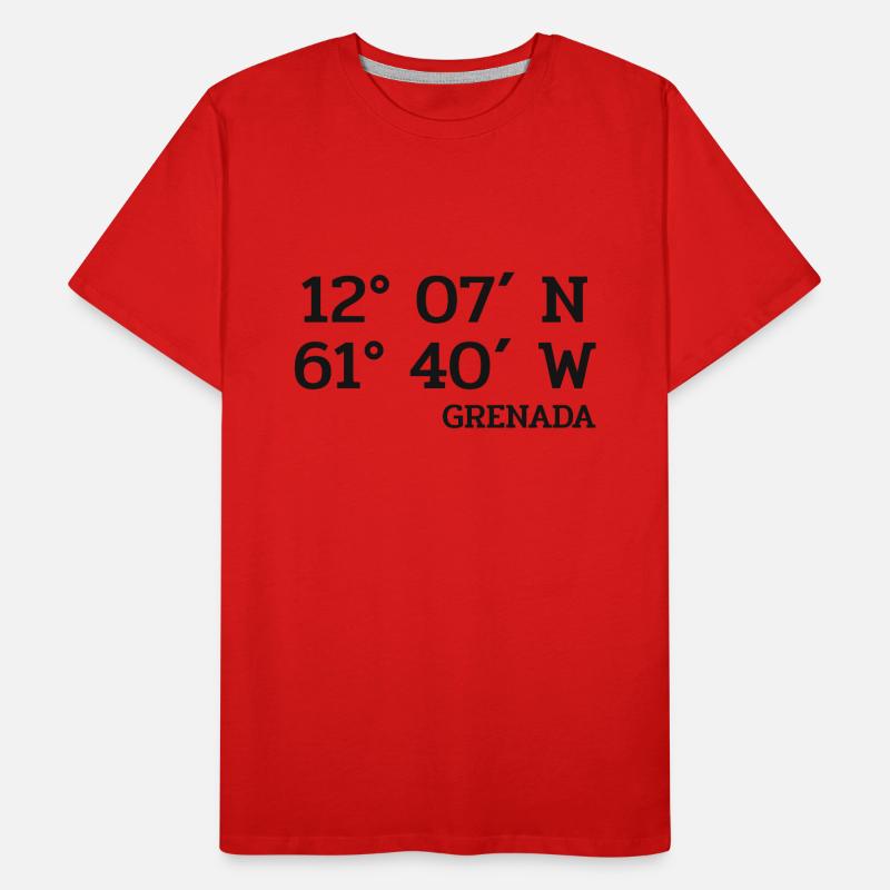 Grenada Coordinates - Coordinates - Caribbean Men's Premium Organic T-Shirt