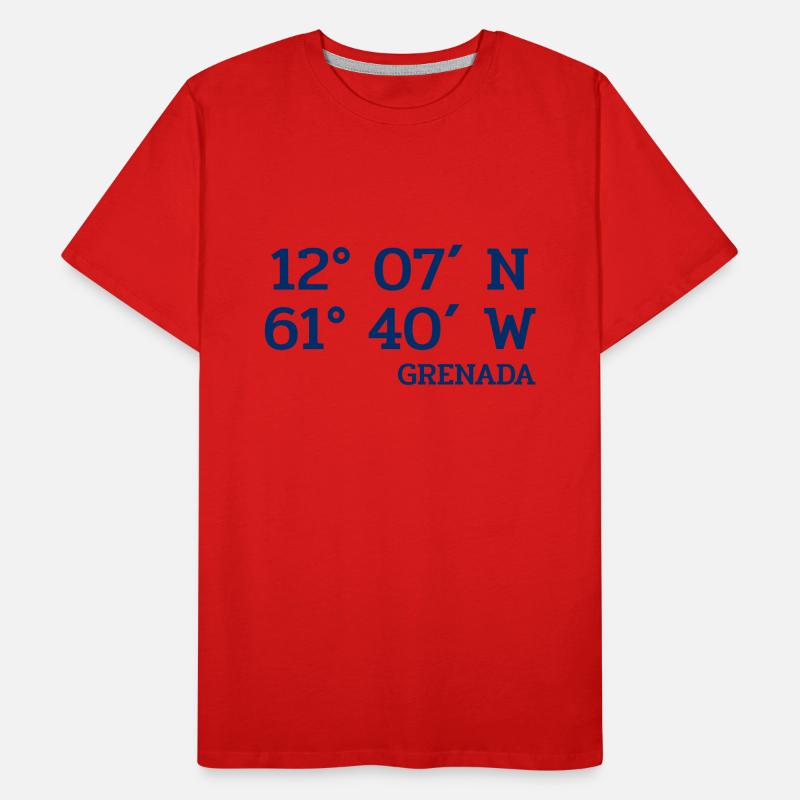 Grenada Coordinates - Coordinates - Caribbean Men's Premium Organic T-Shirt