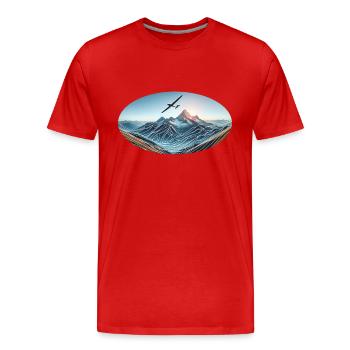 Segelflugzeug in den Bergen - Männer Premium Bio T-Shirt - Rot - Vorne - Damien (186cm)