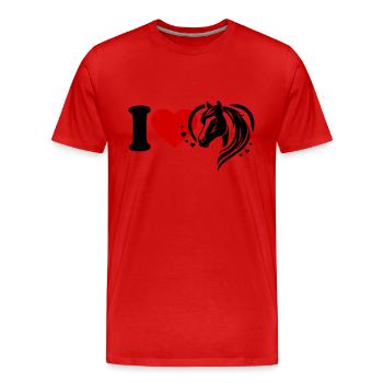 J’adore les chevaux - T-shirt bio Premium Homme - rouge - Devant - Damien (186cm)
