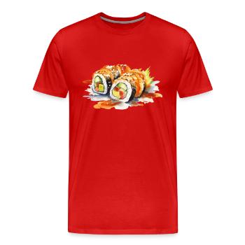 Sushi - Männer Premium Bio T-Shirt - Rot - Vorne - Damien (186cm)