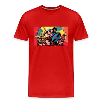 nVx Arès 1 - T-shirt bio Premium Homme - rouge - Devant - Damien (186cm)