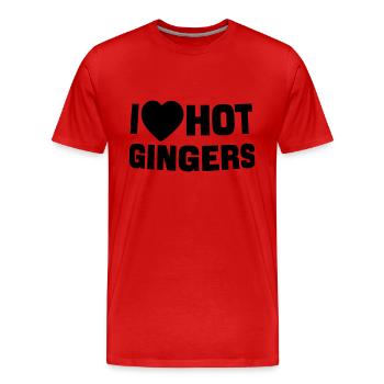 Ich liebe Ingwer - Männer Premium Bio T-Shirt - Rot - Vorne - Damien (186cm)