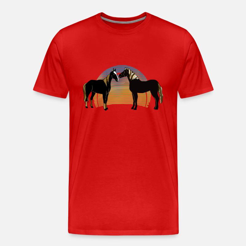 Pferde - Männer Premium Bio T-Shirt - Rot