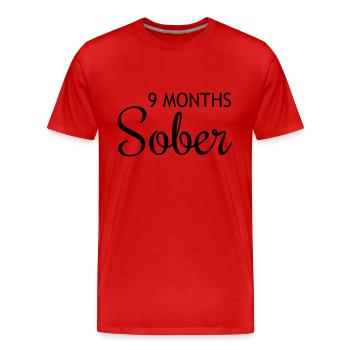 9 Months Sober - Men's Premium Organic T-Shirt - red - Front - Damien (186cm)
