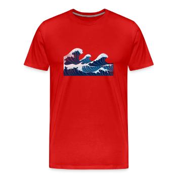 Waves Wave Gift Sea Ocean Water - Men's Premium Organic T-Shirt - red - Front - Damien (186cm)