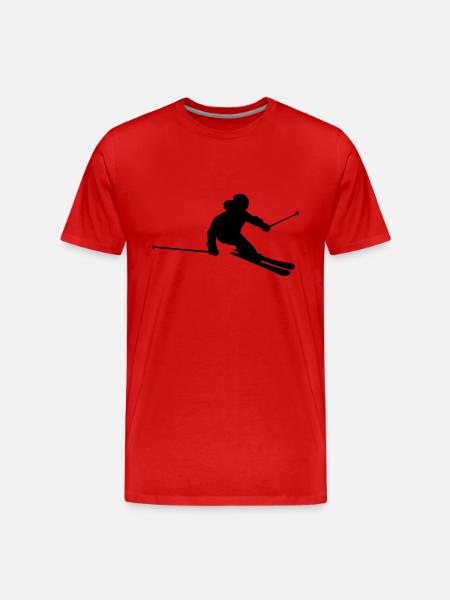 Skifahrer - Männer Premium Bio T-Shirt - Rot