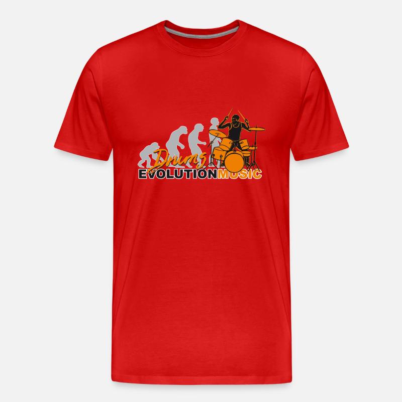 Drums, drummer, Schlagzeug, Evolution Musik - Männer Premium Bio T-Shirt - Rot