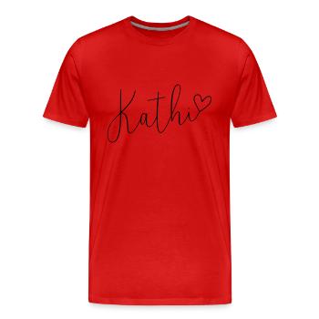 Kathi Nom Prénom Fille - T-shirt bio Premium Homme - rouge - Devant - Damien (186cm)