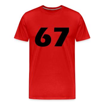 67 - Men's Premium Organic T-Shirt - red - Front - Damien (186cm)