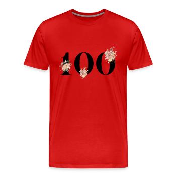 100e anniversaire fleuris (Cadeau de 100 ans) - T-shirt bio Premium Homme - rouge - Devant - Damien (186cm)
