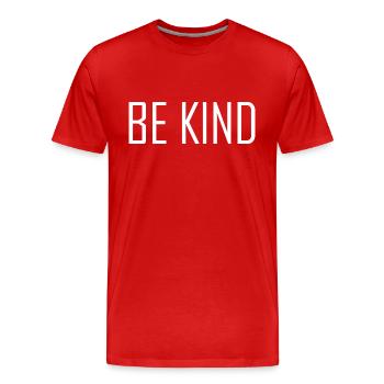 Be Kind - Men's Premium Organic T-Shirt - red - Front - Damien (186cm)