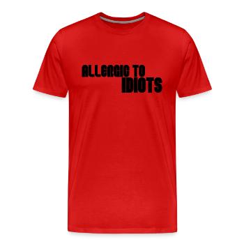 Allergisch gegen Idioten - Männer Premium Bio T-Shirt - Rot - Vorne - Damien (186cm)