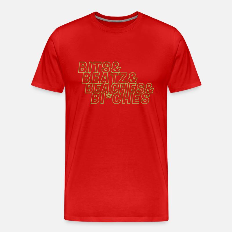 Bits Beats Beaches and Bi*ches - Männer Premium Bio T-Shirt - Rot