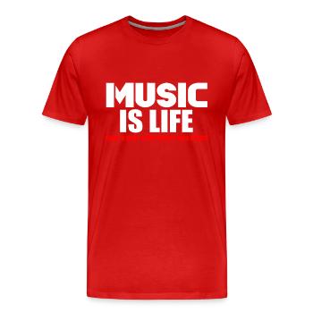 Music is life - Men's Premium Organic T-Shirt - red - Front - Damien (186cm)