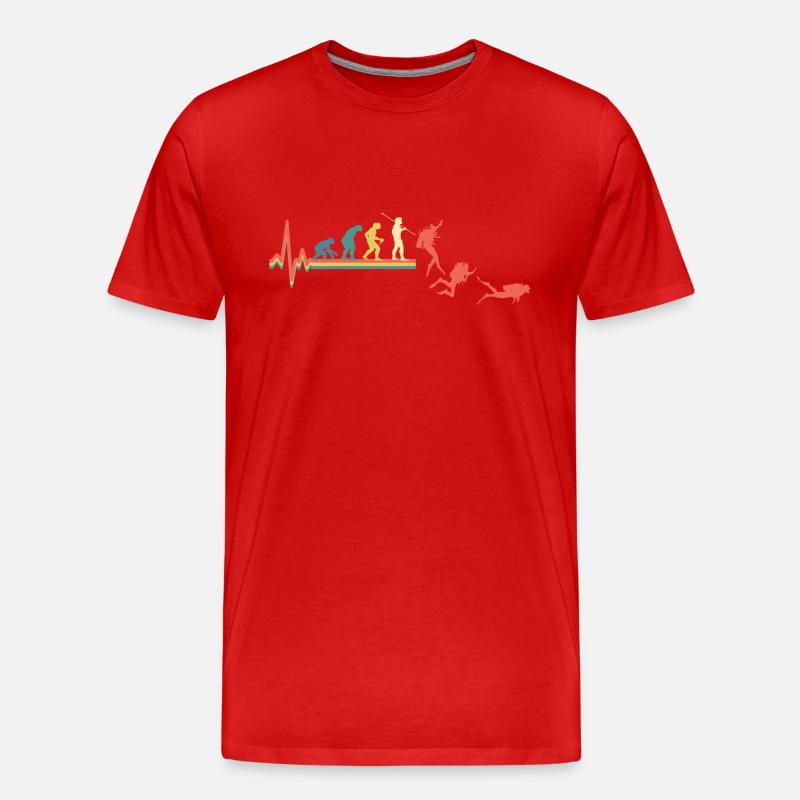 Taucher Tauchen Evolution Retro - Männer Premium Bio T-Shirt - Rot