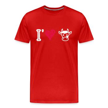 Ich liebe Kühe - Männer Premium Bio T-Shirt - Rot - Vorne - Damien (186cm)