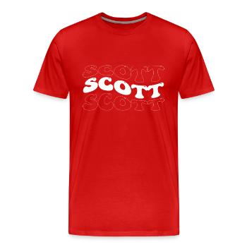 Lustig Scott Groovy 4 Männer Frauen Cool Scott Batikfarbe - Männer Premium Bio T-Shirt - Rot - Vorne - Damien (186cm)