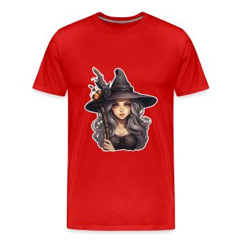 Halloween Hexe - Männer Premium Bio T-Shirt - Rot - Vorne - Damien (186cm)
