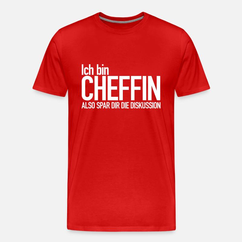 Ich bin Chefin... - Männer Premium Bio T-Shirt - Rot