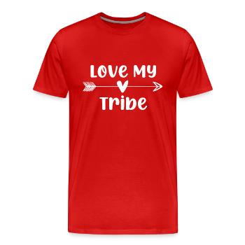 Funny Love My Tribe - Men's Premium Organic T-Shirt - red - Front - Damien (186cm)