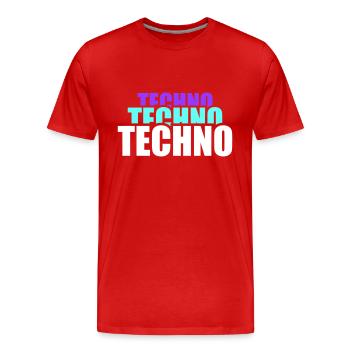 Techno Love Citation Dire Musique Fête Célébrer Logo - T-shirt bio Premium Homme - rouge - Devant - Damien (186cm)