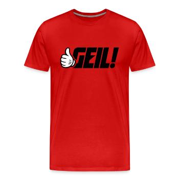 Geil Spruch - Männer Premium Bio T-Shirt - Rot - Vorne - Damien (186cm)