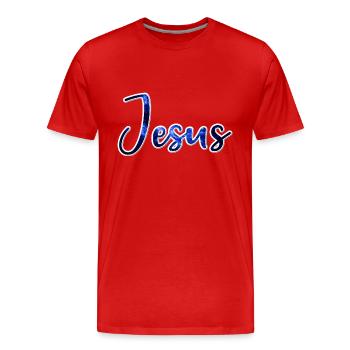 Galaxie de lettrage de jésus - T-shirt bio Premium Homme - rouge - Devant - Damien (186cm)