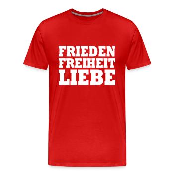 Frieden freiheit liebe - Männer Premium Bio T-Shirt - Rot - Vorne - Damien (186cm)