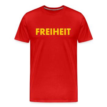 freiheit - Männer Premium Bio T-Shirt - Rot - Vorne - Damien (186cm)