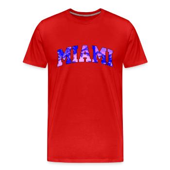 Logo der Miami Purple University - Männer Premium Bio T-Shirt - Rot - Vorne - Damien (186cm)
