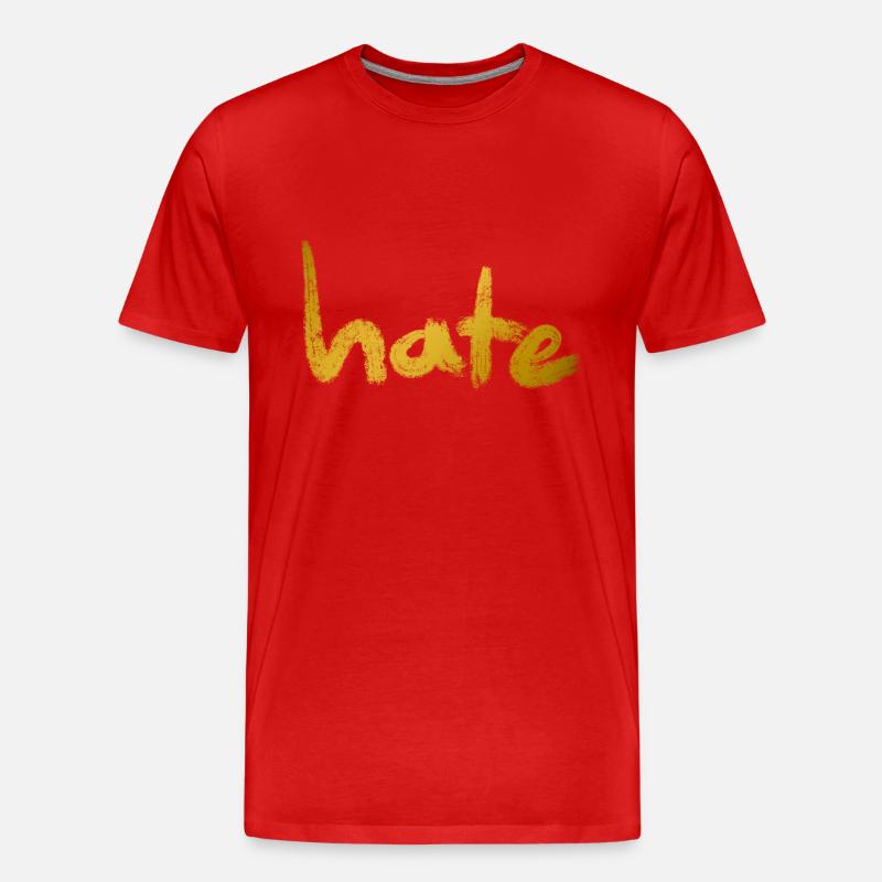 Hate Text Gold - Männer Premium Bio T-Shirt - Rot
