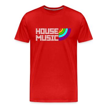 House Music LGBTQI+ Pixel Rainbow - Männer Premium Bio T-Shirt - Rot - Vorne - Damien (186cm)
