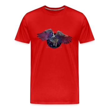 Hibou de l’espace - T-shirt bio Premium Homme - rouge - Devant - Damien (186cm)