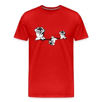 drei pflanzen rosen blume rose strich - Männer Premium Bio T-Shirt - Rot - Vorne - Damien (186cm)