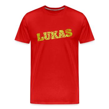 Lukas - Männer Premium Bio T-Shirt - Rot - Vorne - Damien (186cm)