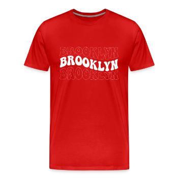 Drôle Brooklyn Groovy 4 Hommes Femmes Cool Brooklyn - T-shirt bio Premium Homme - rouge - Devant - Damien (186cm)