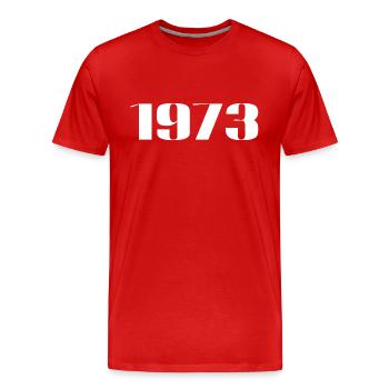 1973 - Cadeau né en 1973 - T-shirt bio Premium Homme - rouge - Devant - Damien (186cm)