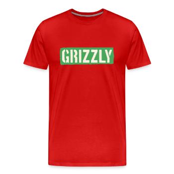 Grizzly Bär Slogan - Männer Premium Bio T-Shirt - Rot - Vorne - Damien (186cm)