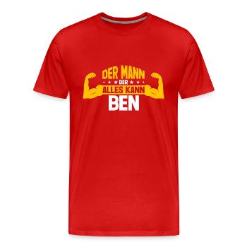Ben Der Mann Der Alles Kann Vorname Ben - Männer Premium Bio T-Shirt - Rot - Vorne - Damien (186cm)